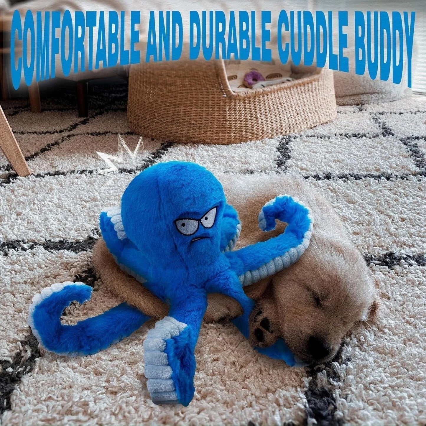 Blue Octopus Dog Toy – Tough Chew, Squeaky & Interactive Fun