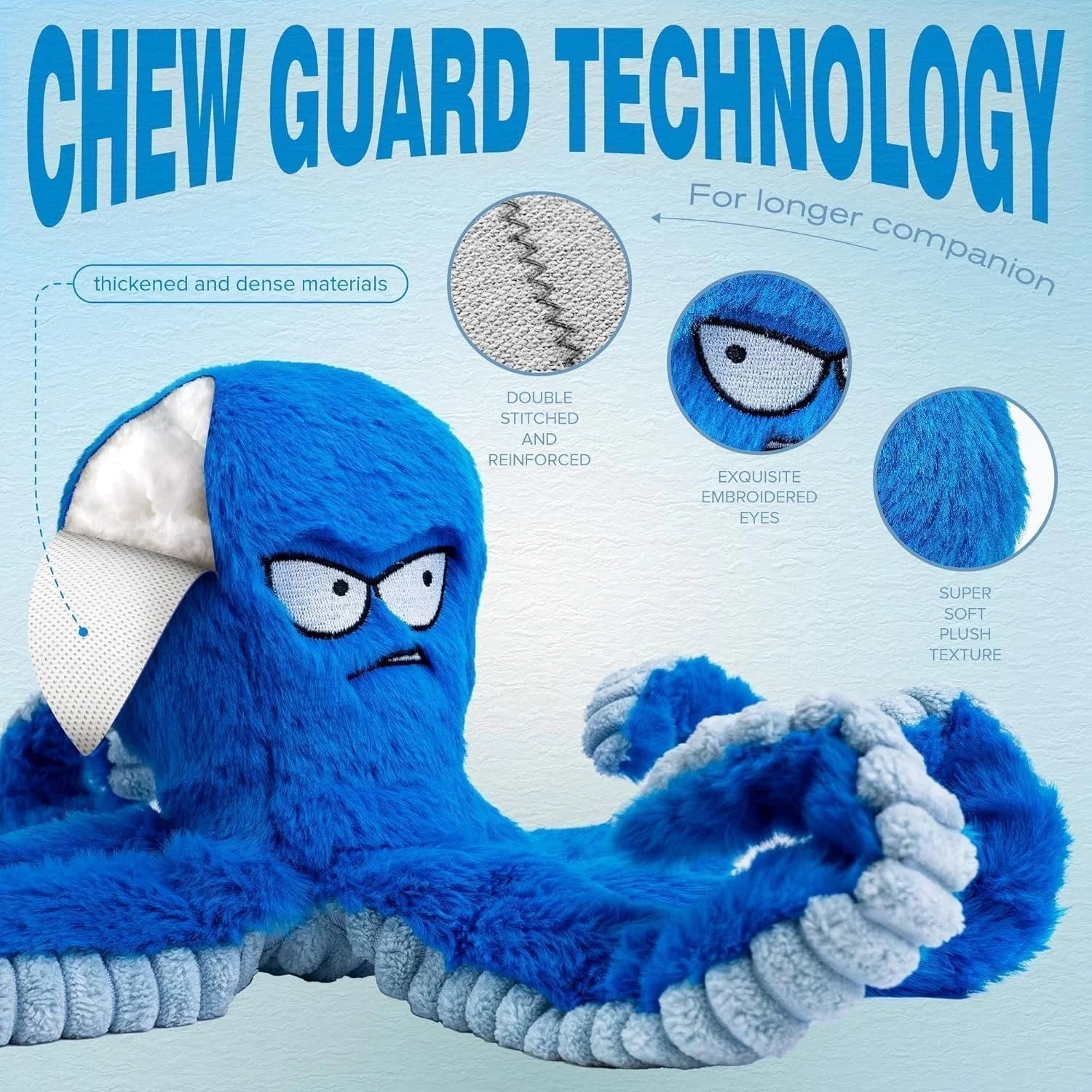 Blue Octopus Dog Toy – Tough Chew, Squeaky & Interactive Fun