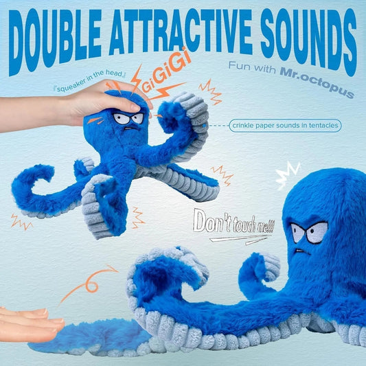 Blue Octopus Dog Toy – Tough Chew, Squeaky & Interactive Fun
