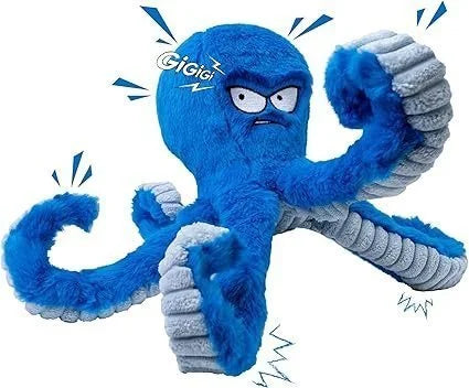 Blue Octopus Dog Toy – Tough Chew, Squeaky & Interactive Fun