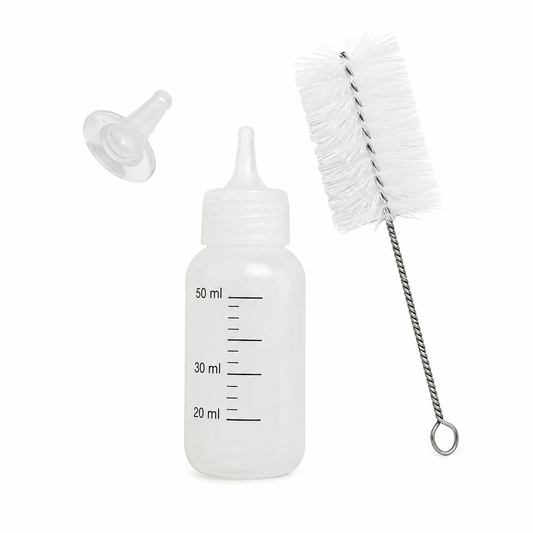 Pet Feeding Bottle Kit – 50ml Feeding Bottle with Nipples and Cleaning Brush