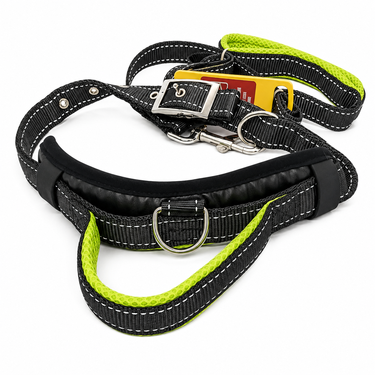 Dog Collar & Leash Set with Dual Handle Lead