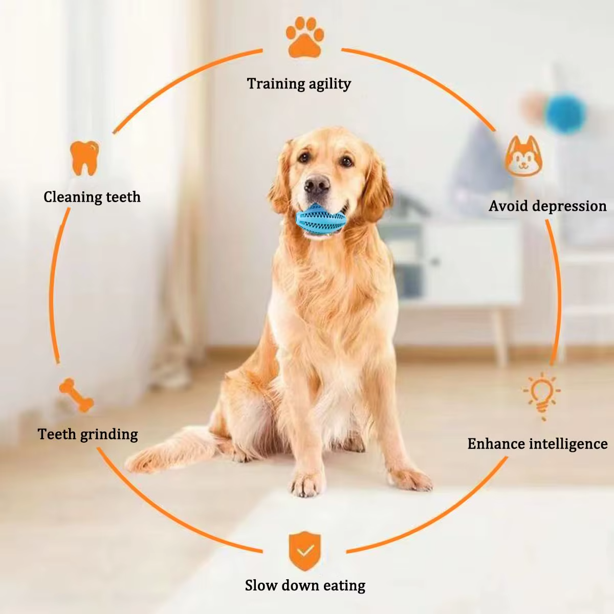 Durable Rubber Dog Treat Ball – Interactive Bouncy Chew Toy