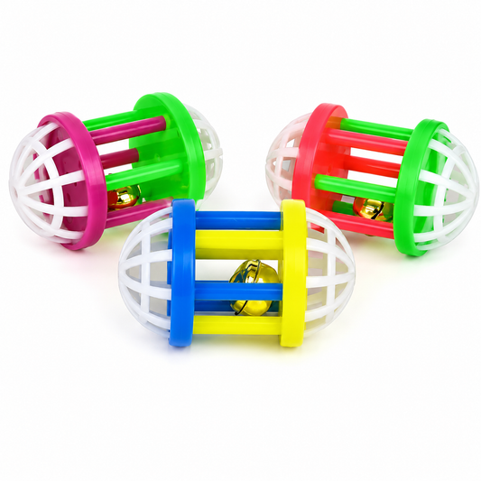 Cat Toy Ball with Bell – Set of 3 Rolling Balls for Cats, Birds & Small Pets