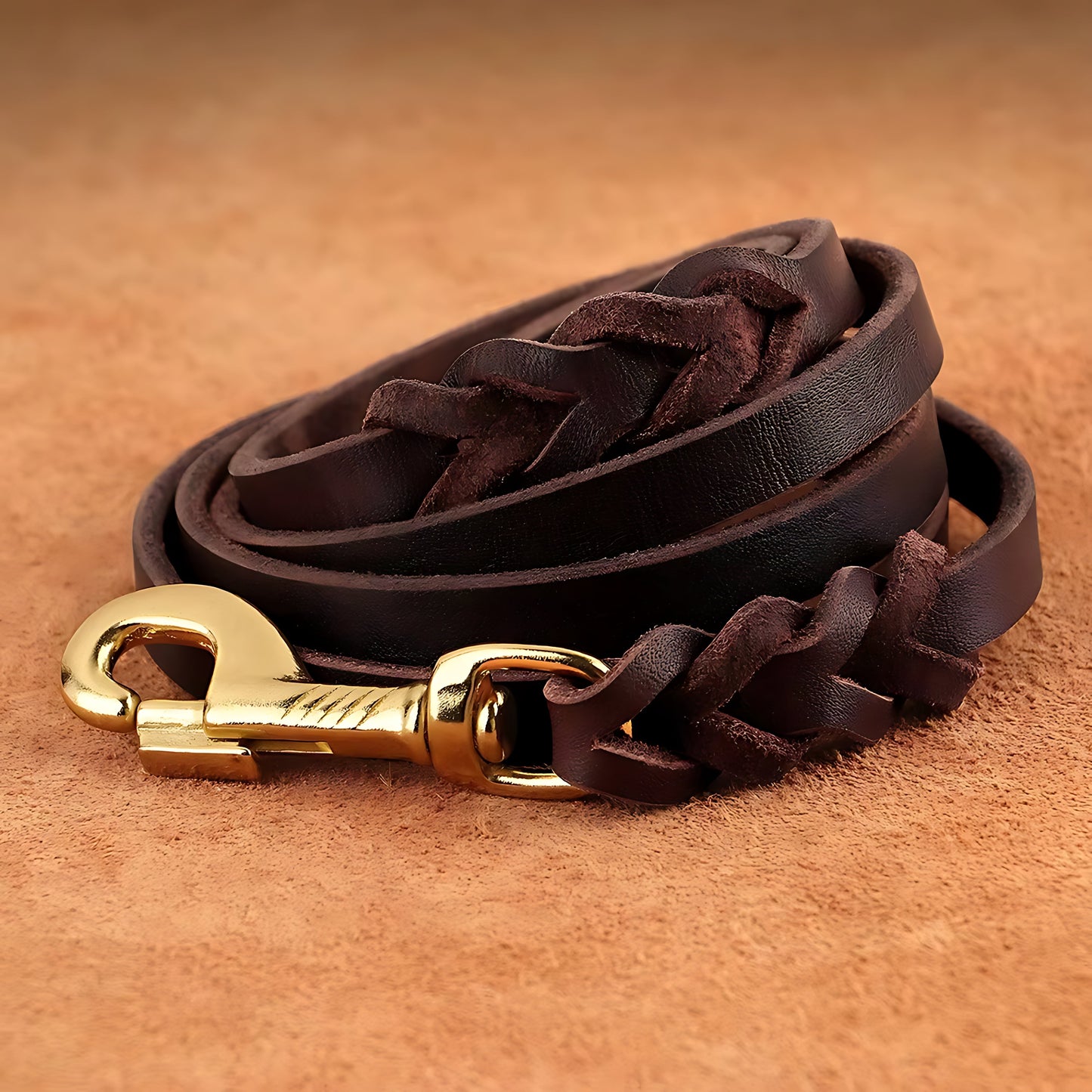 Genuine Leather Dog Collar & Leash Set – Braided Heavy Duty Lead for Medium & Large Dogs