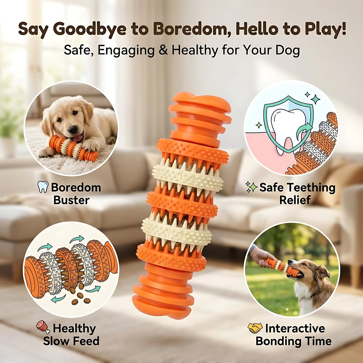 Heavy Duty Chew Toy with Treat Dispenser – Ideal for Small & Medium Dogs